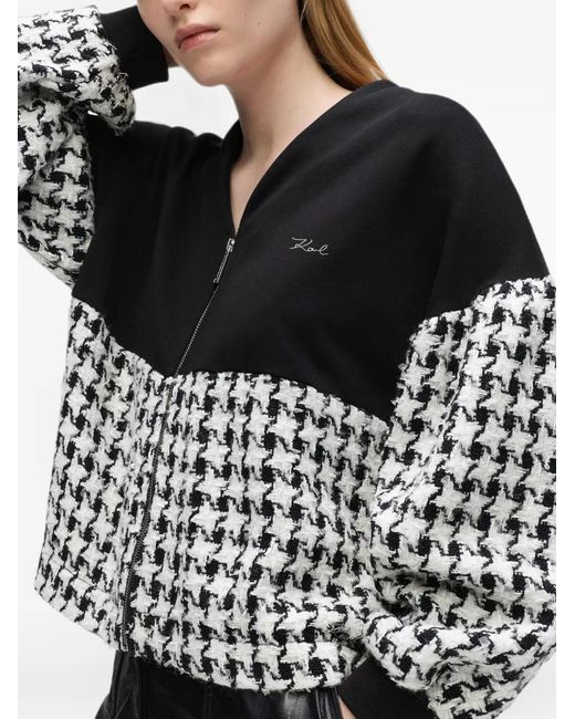 Karl Lagerfeld Black Bouclé Zip-Up Sweatshirt