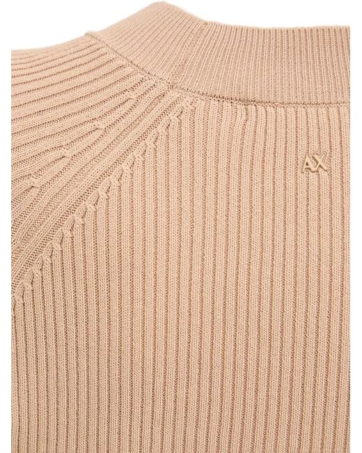 ARMANI EXCHANGE Natural Ribbed Short-Sleeve Mini Dress