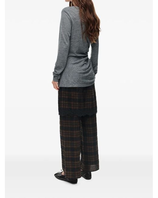 Bimba Y Lola Gray Melange Wool Knot T-Shirt