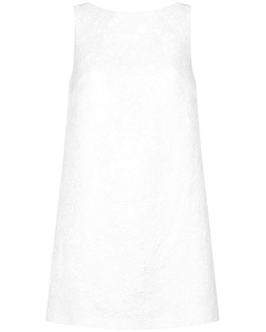 Dolce & Gabbana White Brocade sleeveless shift minidress