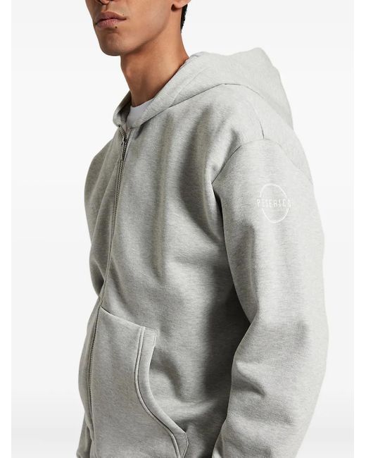 Peserico Gray Zip-Up Hooded Sweatshirt for men