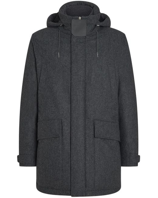 Zegna Gray Wool Padded Jacket for men
