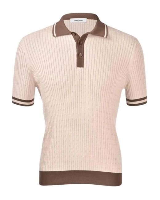 Gran Sasso Pink Cotton-Knit Polo Shirt for men
