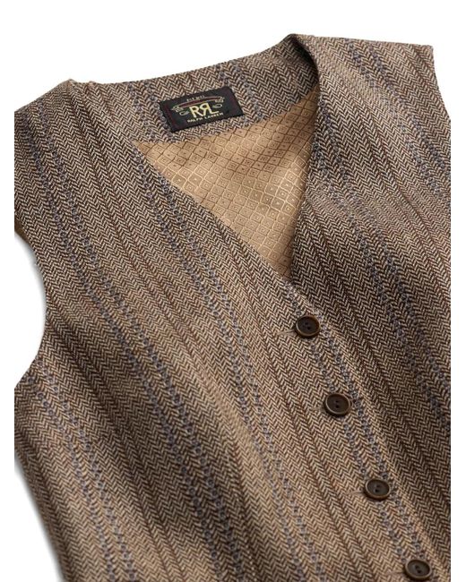RRL Brown Herringbone Button Vest