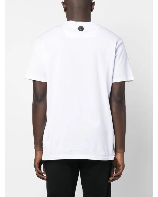 Philipp Plein White Logo-Print Short-Sleeved T-Shirt for men