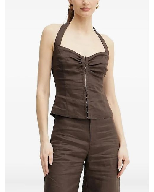 Bardot ホルターネック スモックトップ Brown