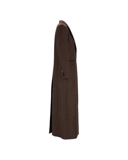 Al Duca D'aosta Brown Herringbone-Pattern Single-Breasted Coat