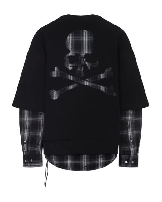 メンズ Mastermind Japan スカル レイヤード スウェットシャツ Black