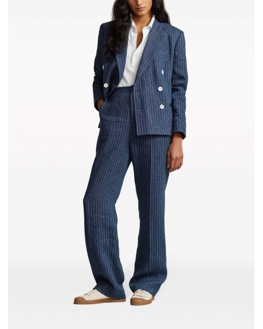 Pantalon droit à fines rayures Polo Ralph Lauren en coloris Blue