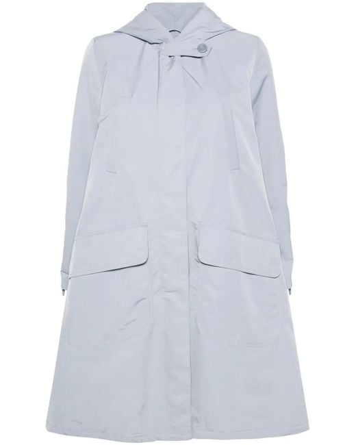 Giorgio Armani Blue Logo-Tape Detail Hooded Parka