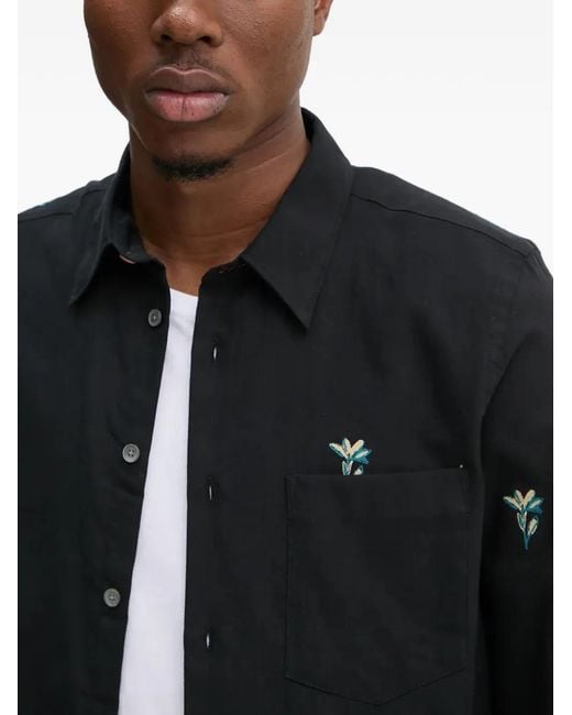 Paul Smith Blue Flower-Embroidered Shirt for men