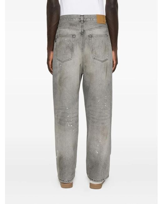 Haikure Gray Paint-Splatter Straight-Leg Jeans for men