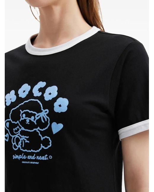 Chocoolate Black T-Shirt En Coton À Détail Graphique