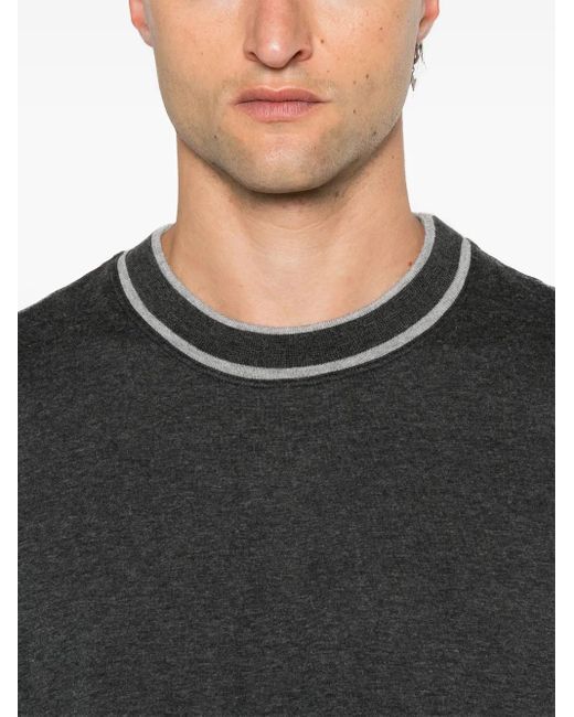 Peserico T-Shirt Mit Kontrastkragen in Black für Herren