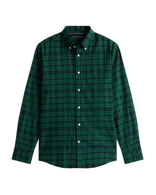 Tommy Hilfiger Green Long Sleeve Check Shirt for men
