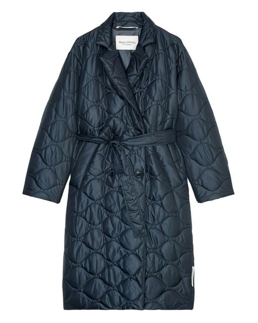Marc O' Polo Blue Quilted Belted Coat