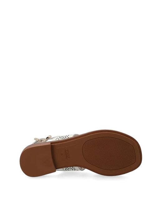 Frau White Tassel-Detail Perforated Sandals