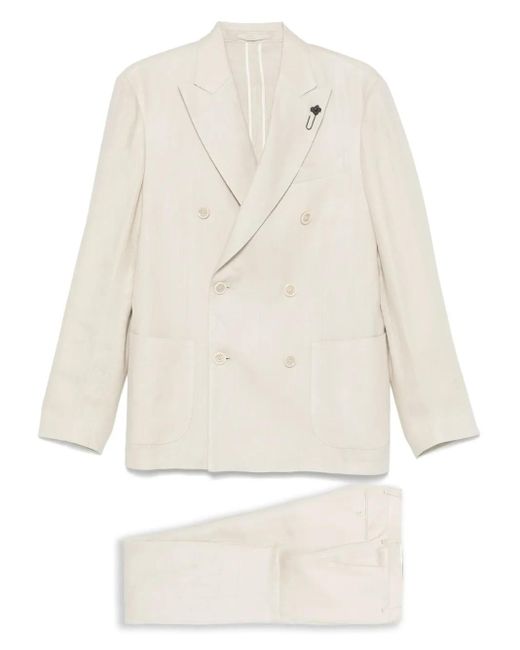 メンズ Lardini リネンスーツ White