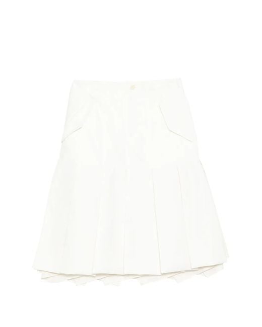 Sacai White Buckle Pleated Skirt