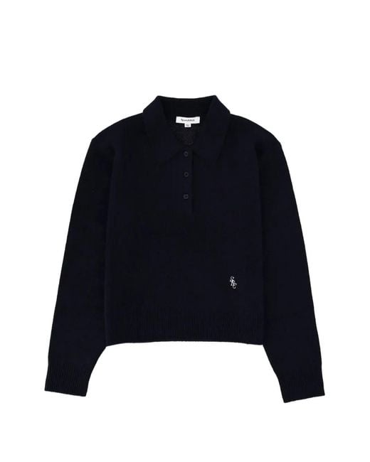 Sporty & Rich Blue Button Cashmere Polo Shirt