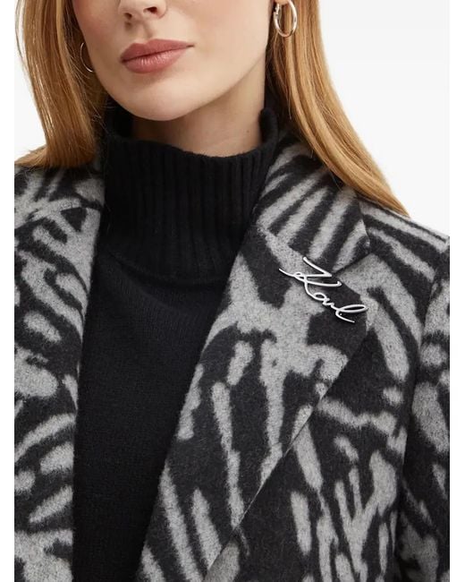 Karl Lagerfeld Gray Patterned Coat
