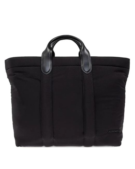Jacquemus Black The Bambino Padded Leather-Handle Tote Bag for men