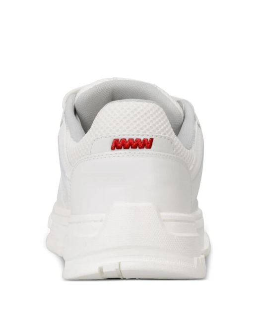 HUGO White Perforated-Panel Sneakers for men