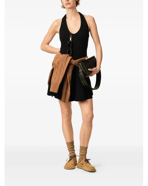 AMI Black Jersey Backless Top