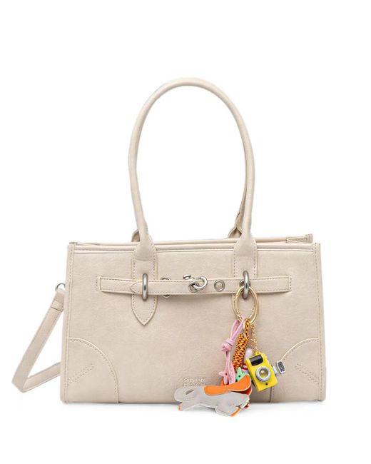 Silvian Heach Natural Buckle-Detail Tote Bag