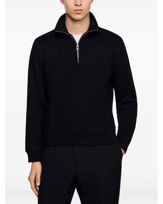 Sandro Black Cotton Sweatshirt for men