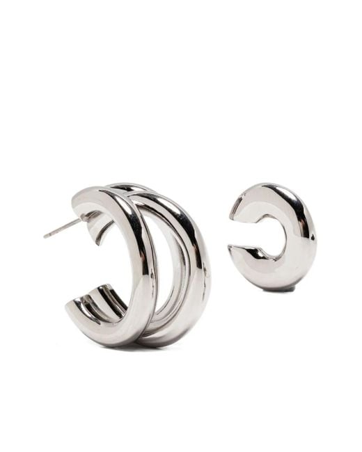 Set de pendientes y brazalete con diseño a capas Rabanne de color White