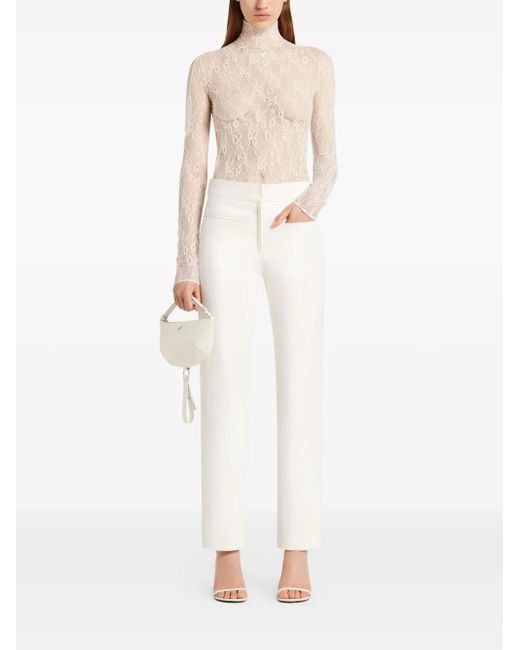 Courreges White Lace Turtleneck Top