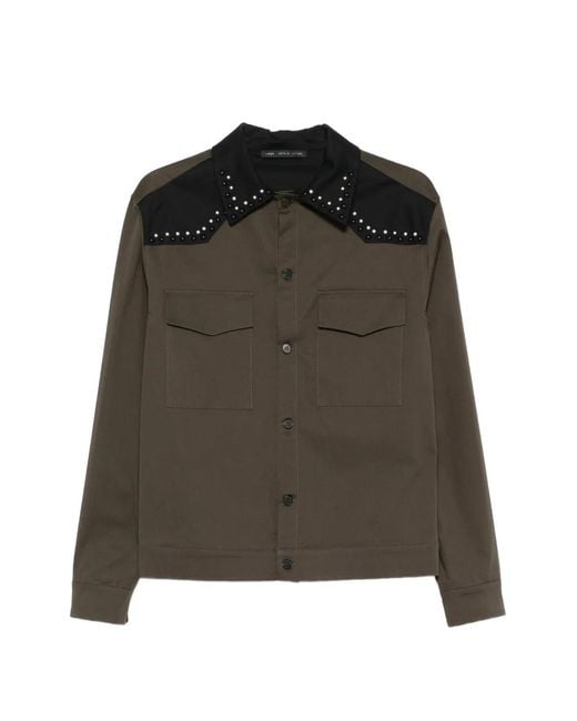 Low Brand Green Studded Collar Jacket for men