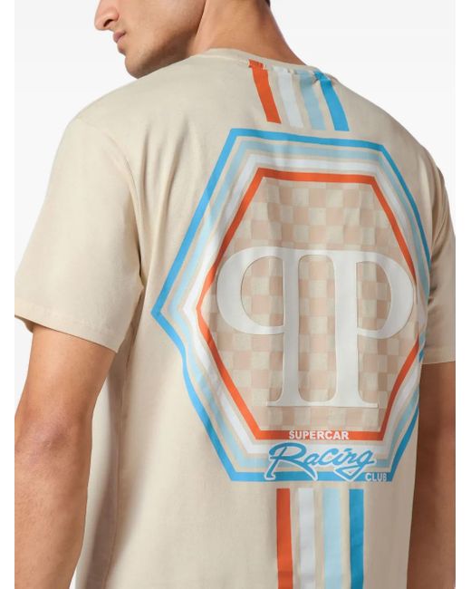 メンズ Philipp Plein ストライプ Tシャツ Natural