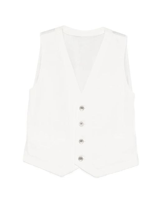 Sacai White Buttoned Drawstring Waistcoat
