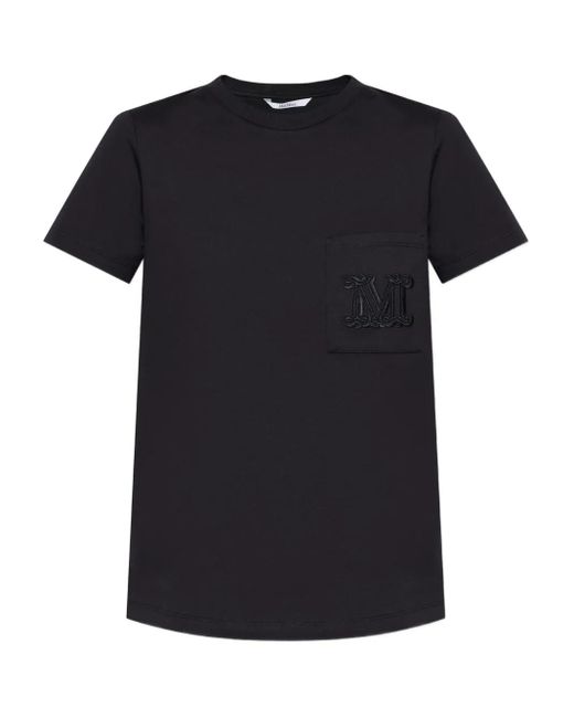 Camiseta con logo bordado Max Mara de color Black