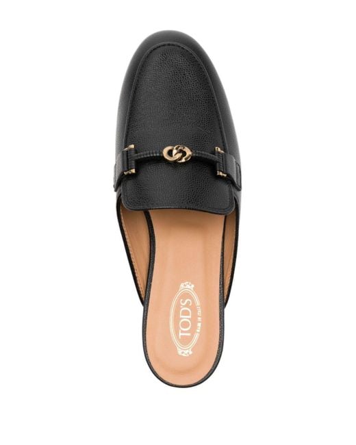 Tod's Black Chain-link Leather Mules