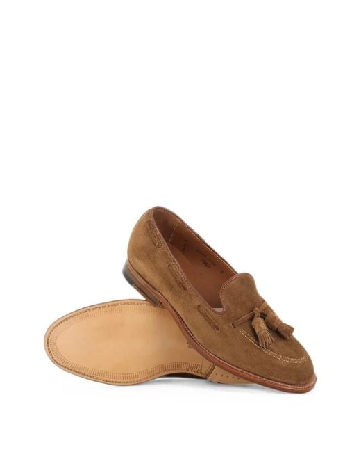 Alden Brown Tassel Suede Loafers for men