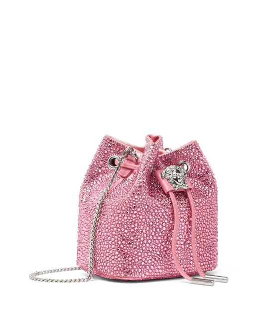 Versace Pink Mini La Medusa Crystal Bucket Bag