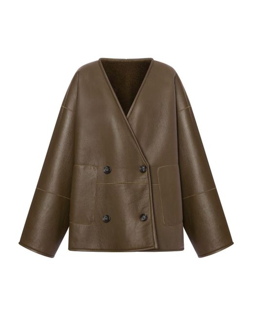 Philosophy Di Lorenzo Serafini Brown Double-Breasted Shearling Coat