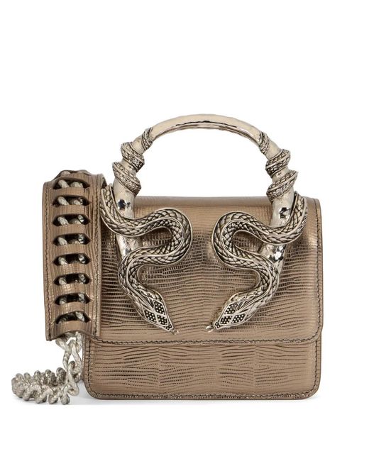Roberto Cavalli Brown Serpentine Tote Bag