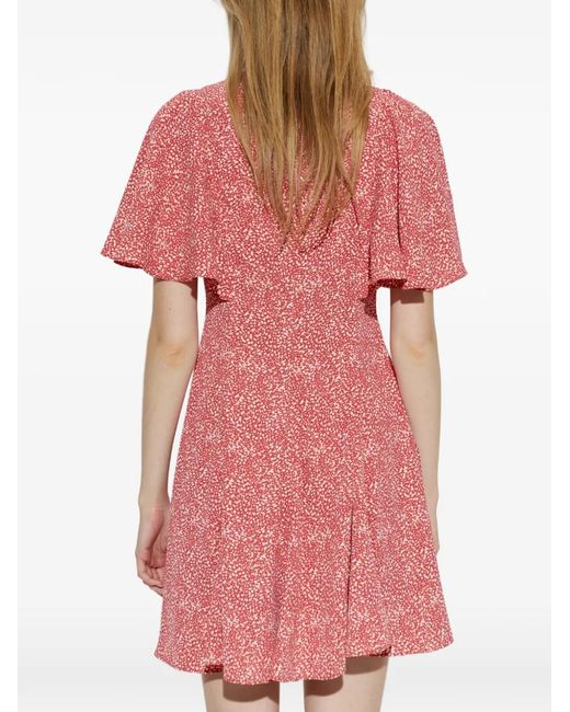 MICHAEL Michael Kors Pink Ruffled-Sleeve Speckled Mini Dress