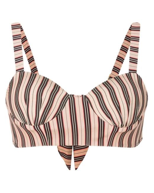 Amir Slama Pink Stripe-Print Bustier Top