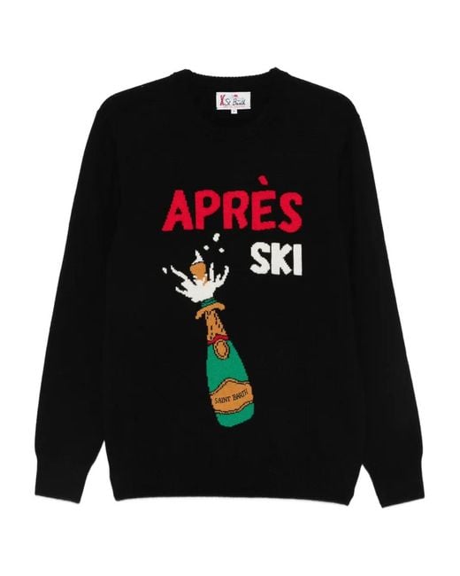 Mc2 Saint Barth Black Heron Graphic-Intarsia Sweater for men