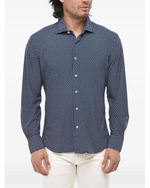Alessandro Gherardi Blue Patterned-Fabric French-Collar Shirt for men