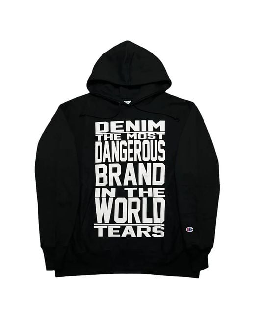 DENIM TEARS Black Mission Statement Printed Hoodie for men