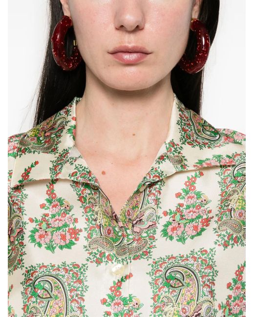 Etro White Floral-Print Shirt