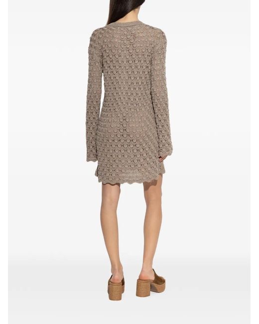 Akep Brown Openwork Mini Dress