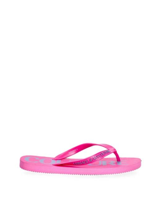 Versace Jeans Couture Pink Logo-Print Flip-Flops