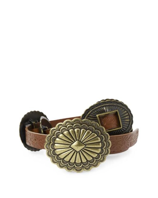 The Great Brown Embossed Concho Belt